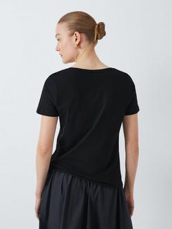 John Lewis Cotton Slub Short Sleeve V-Neck T-Shirt - view 2, Black