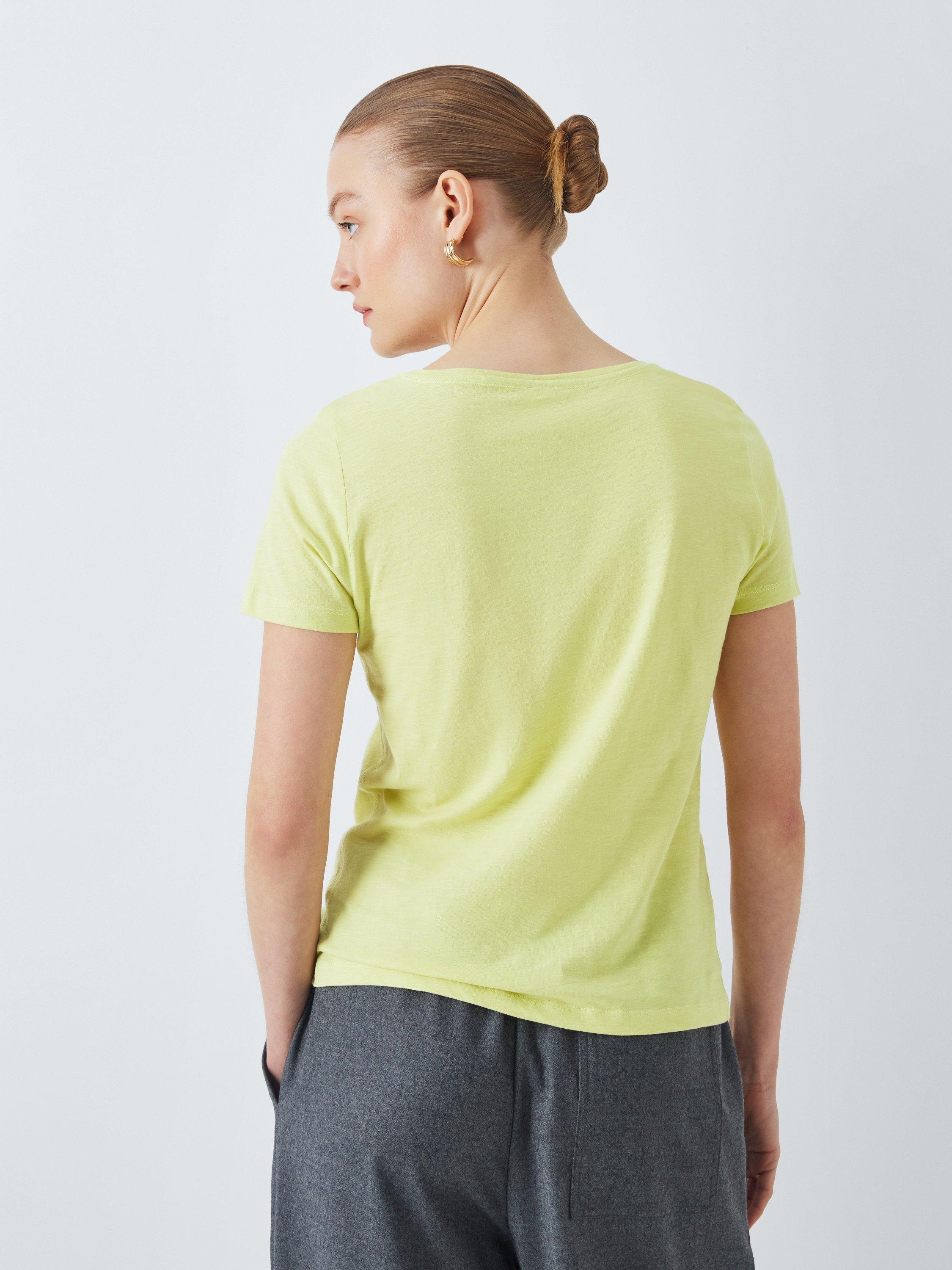 Product image 2 of 6, which shows John Lewis Cotton Slub Short Sleeve V-Neck T-Shirt, Yellow, 12