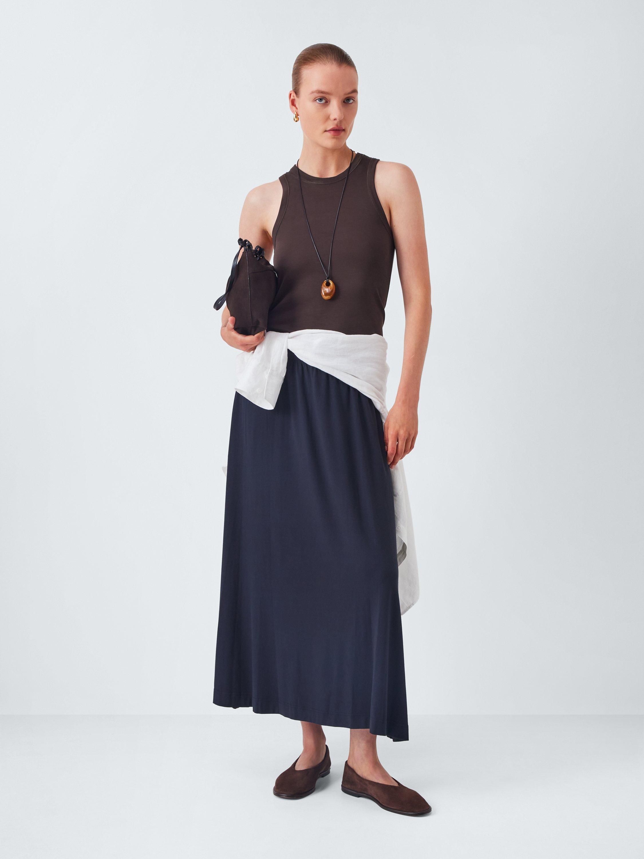 Product image 3 of 6, which shows John Lewis Jersey Midi Skirt, Navy, 8