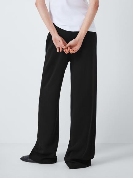 John Lewis Fluid Viscose Blend Drawstring Waist Trousers, Black - view 2, Black