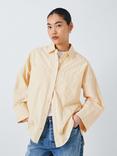 John Lewis ANYDAY Stripe Boyfriend Fit Shirt, Ecru/Blue, Lemon/Blue