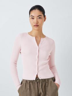 John Lewis ANYDAY Ribbed Skinny Cardigan, Pink