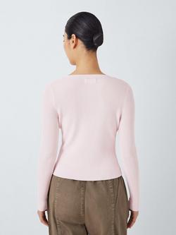 John Lewis ANYDAY Ribbed Skinny Cardigan - view 2, Pink