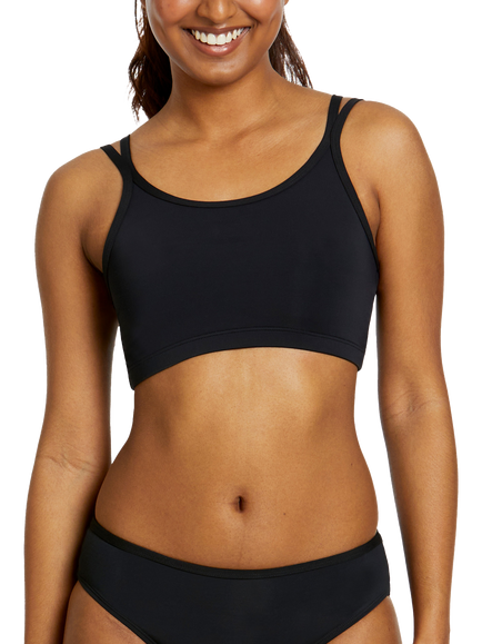 Love Luna First Period Swim Bikini Top, Black, Black
