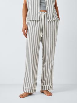 John Lewis Kora Stripe Pyjama Bottoms, Green/White, Green/White