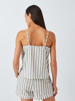 John Lewis Kora Stripe Cami Pyjama Top, Khaki/White - view 2, Khaki/White