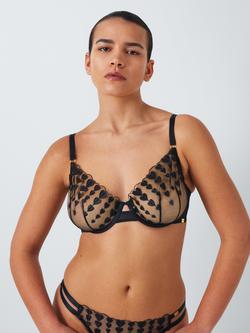AND/OR Alexis Hearts Embroidered Lace Bra, Black - view 2, Black