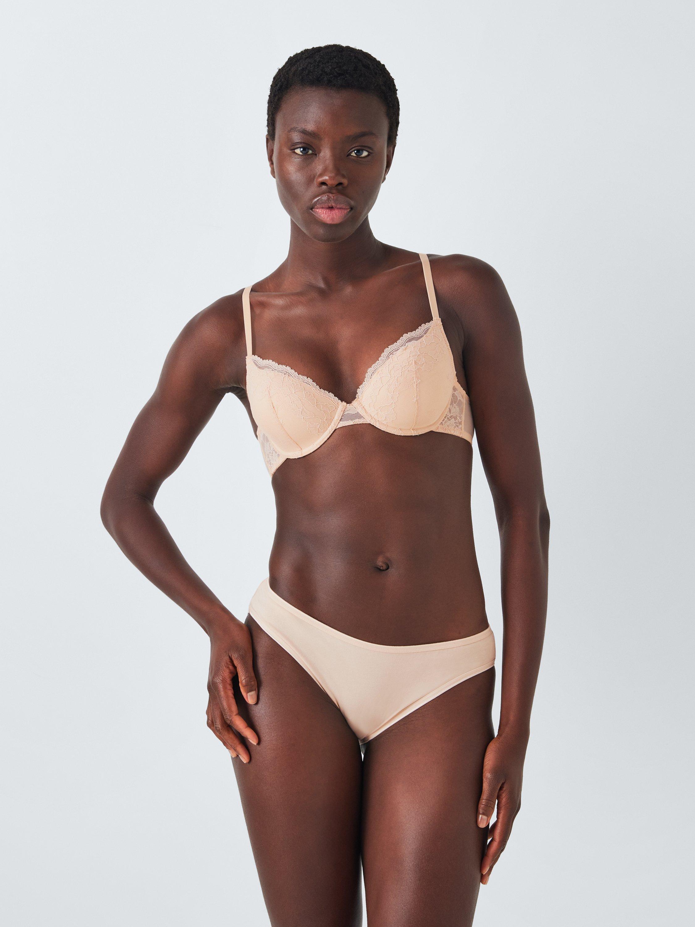Product image 6 of 10, which shows John Lewis Olivia Lace Plunge Bra, Almond, 30B