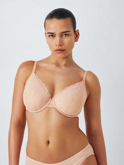 John Lewis Olivia Lace Plunge Bra, Almond - view 2, Almond