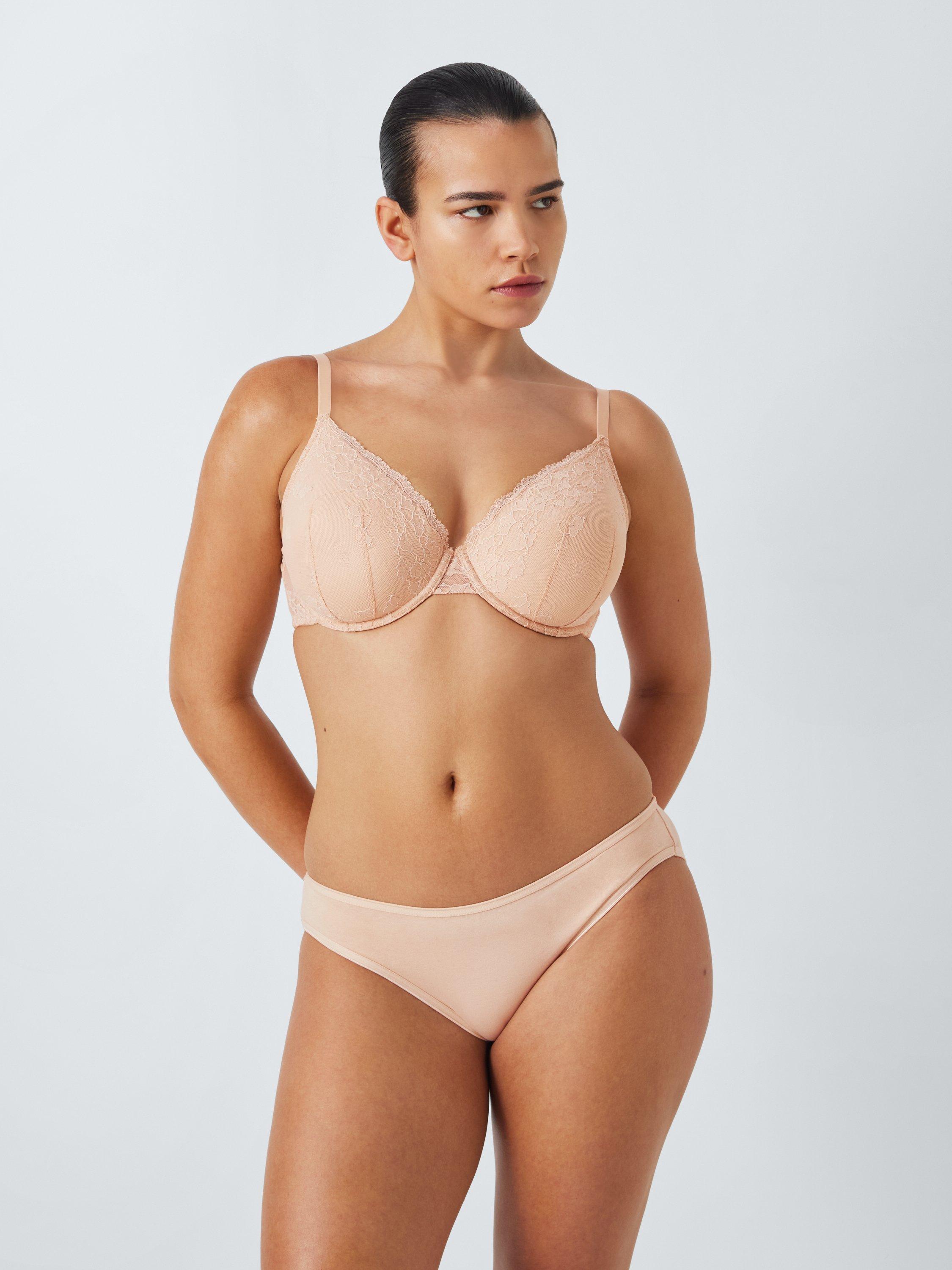 Product image 5 of 10, which shows John Lewis Olivia Lace Plunge Bra, Almond, 30B