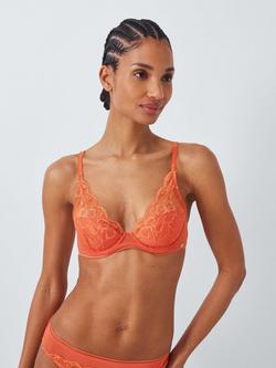 AND/OR Wren Lace Underwired Plunge Bra, B-F Cup Sizes, Tomato