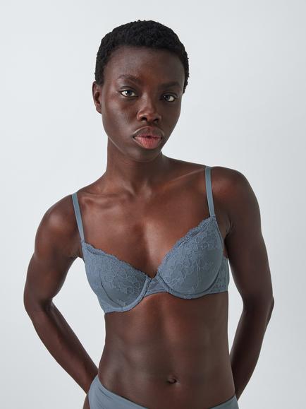 John Lewis Olivia Lace Plunge Bra, Almond, Blue