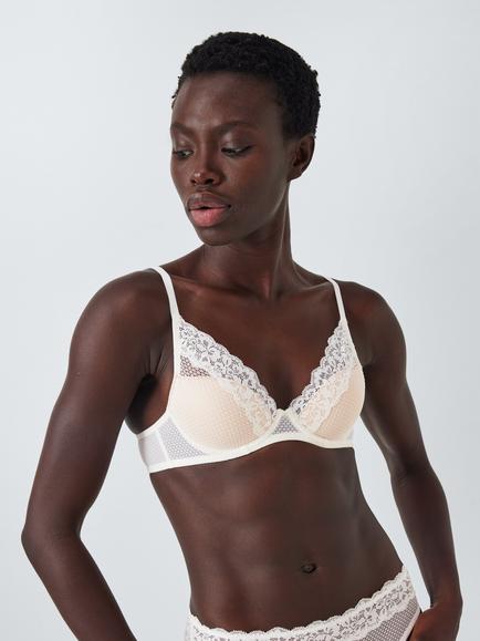 John Lewis Serephine Lace Plunge Bra - view 2, Ivory