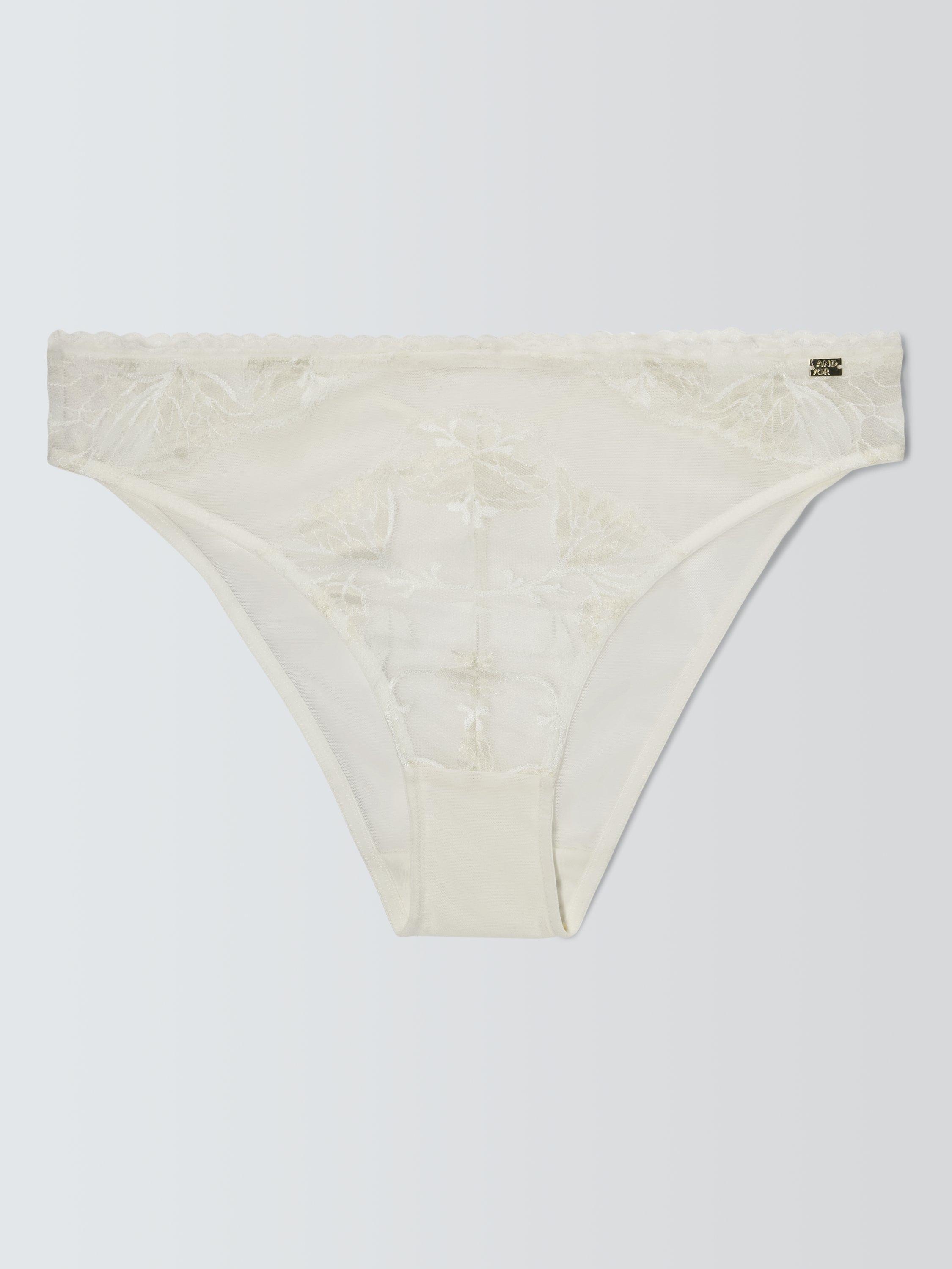 Product image 7 of 10, which shows AND/OR Andrea Floral Lace Bikini Knickers, White, 12