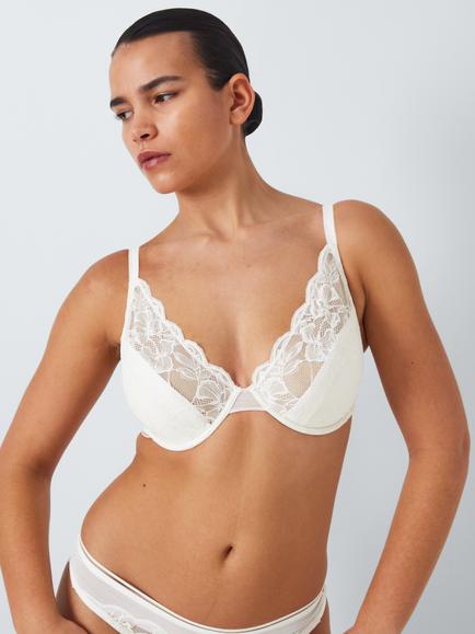 AND/OR Wren Lace Underwired Plunge Bra, B-F Cup Sizes - view 2, White