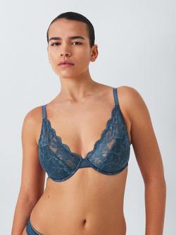 AND/OR Wren Lace Underwired Plunge Bra, B-F Cup Sizes - view 2, Indigo
