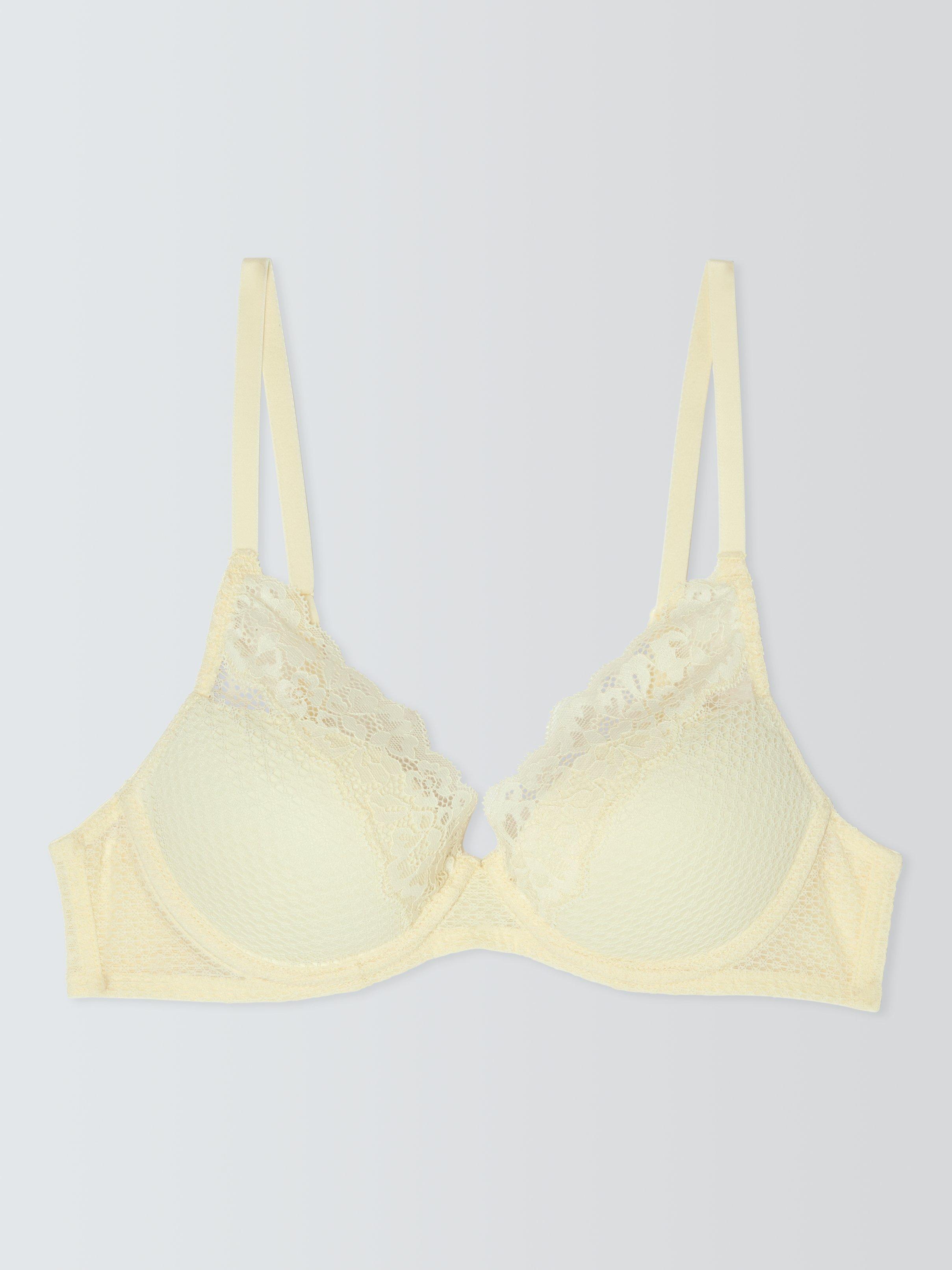 Product image 7 of 10, which shows John Lewis Serephine Lace Plunge Bra, Sorbet Yellow, 34DD