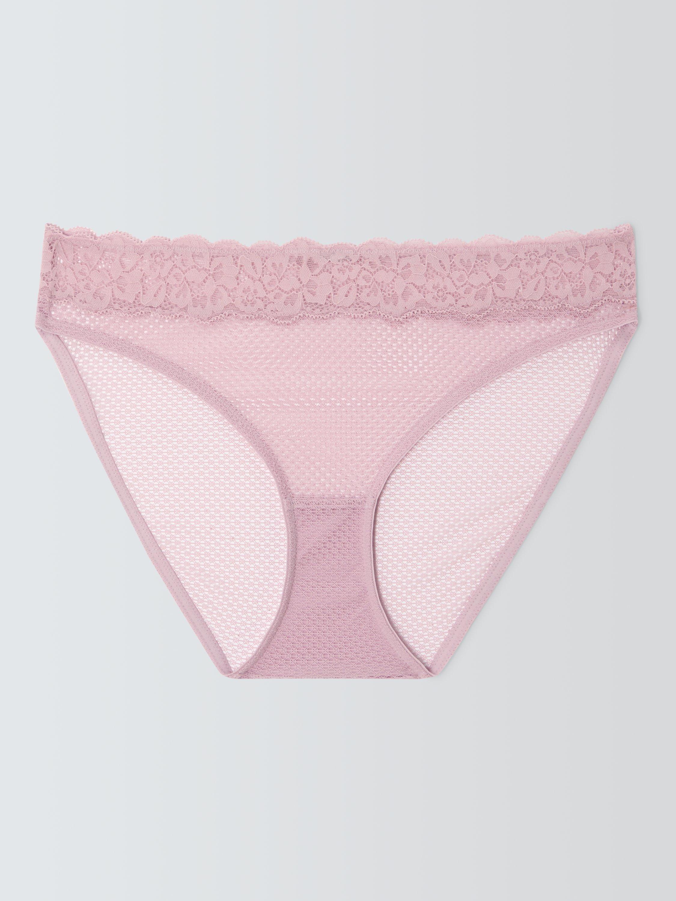 Product image 7 of 10, which shows John Lewis Serephine Lace Bikini Knickers, Mauve Pink, 10