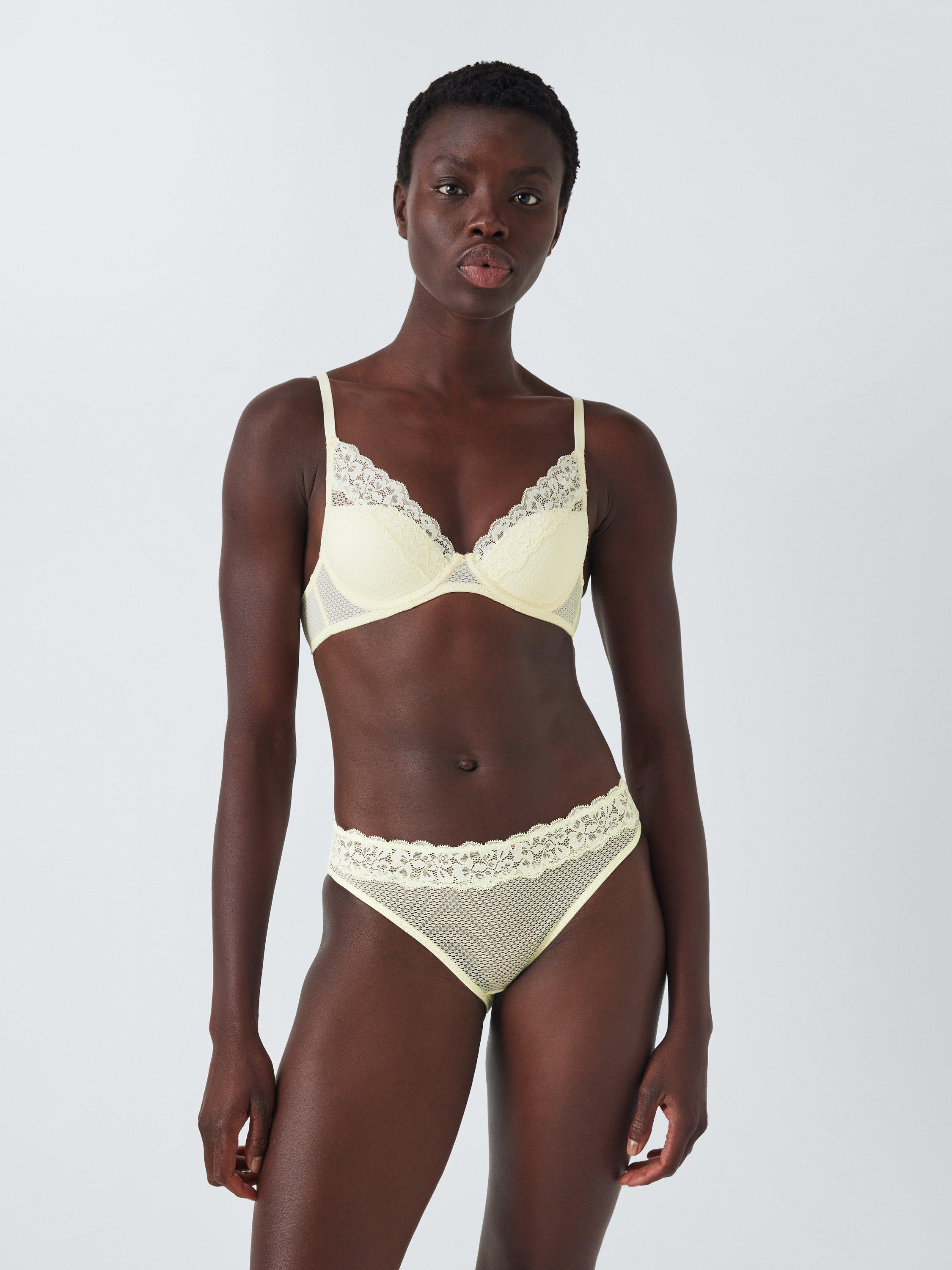 Product image 5 of 10, which shows John Lewis Serephine Lace Bikini Knickers, Sorbet Yellow, 10