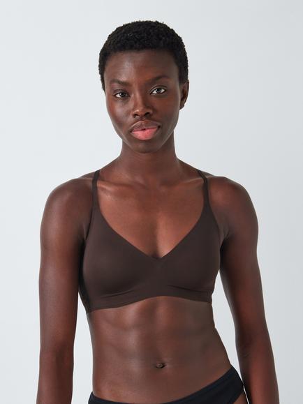 John Lewis Amara Bonded Crop Top Bra, Black, Chocolate