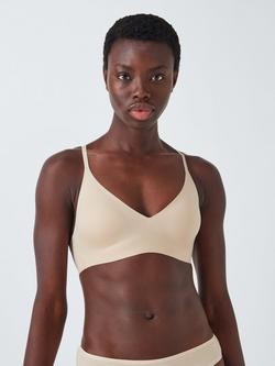 John Lewis Amara Bonded Crop Top Bra, Black, Almond