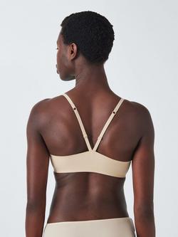 John Lewis Amara Bonded Crop Top Bra, Black - view 2, Almond