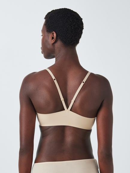 John Lewis Amara Bonded Crop Top Bra, Black - view 2, Almond