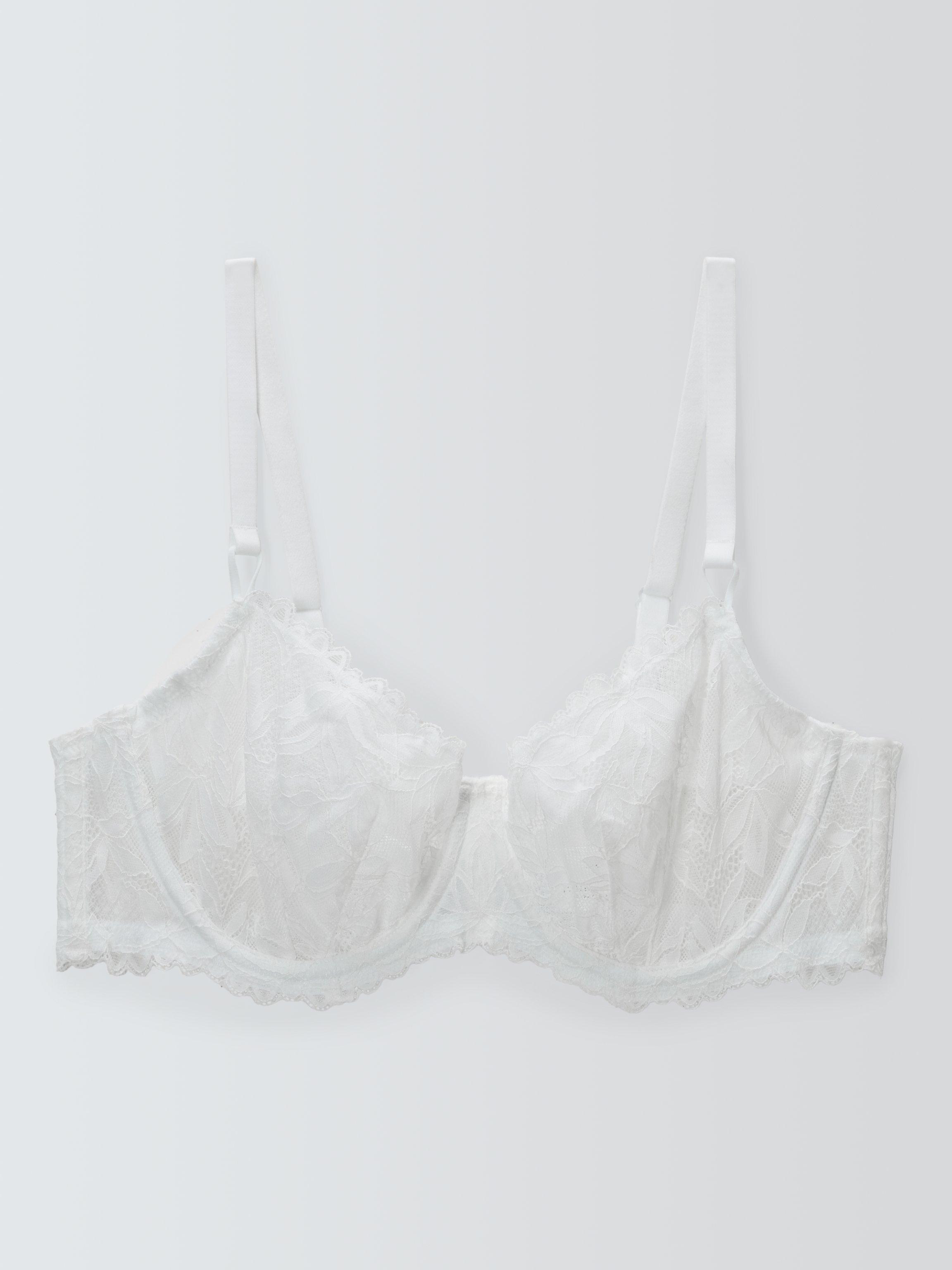 Product image 4 of 6, which shows John Lewis Giselle Non-Padded Leaf Lace Balcony Bra, White, 32C