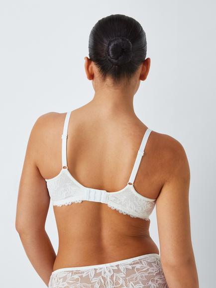 John Lewis Giselle Non-Padded Leaf Lace Balcony Bra - view 2, White