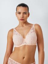 John Lewis Giselle Leaf Lace Plunge Bra, Light Pink
