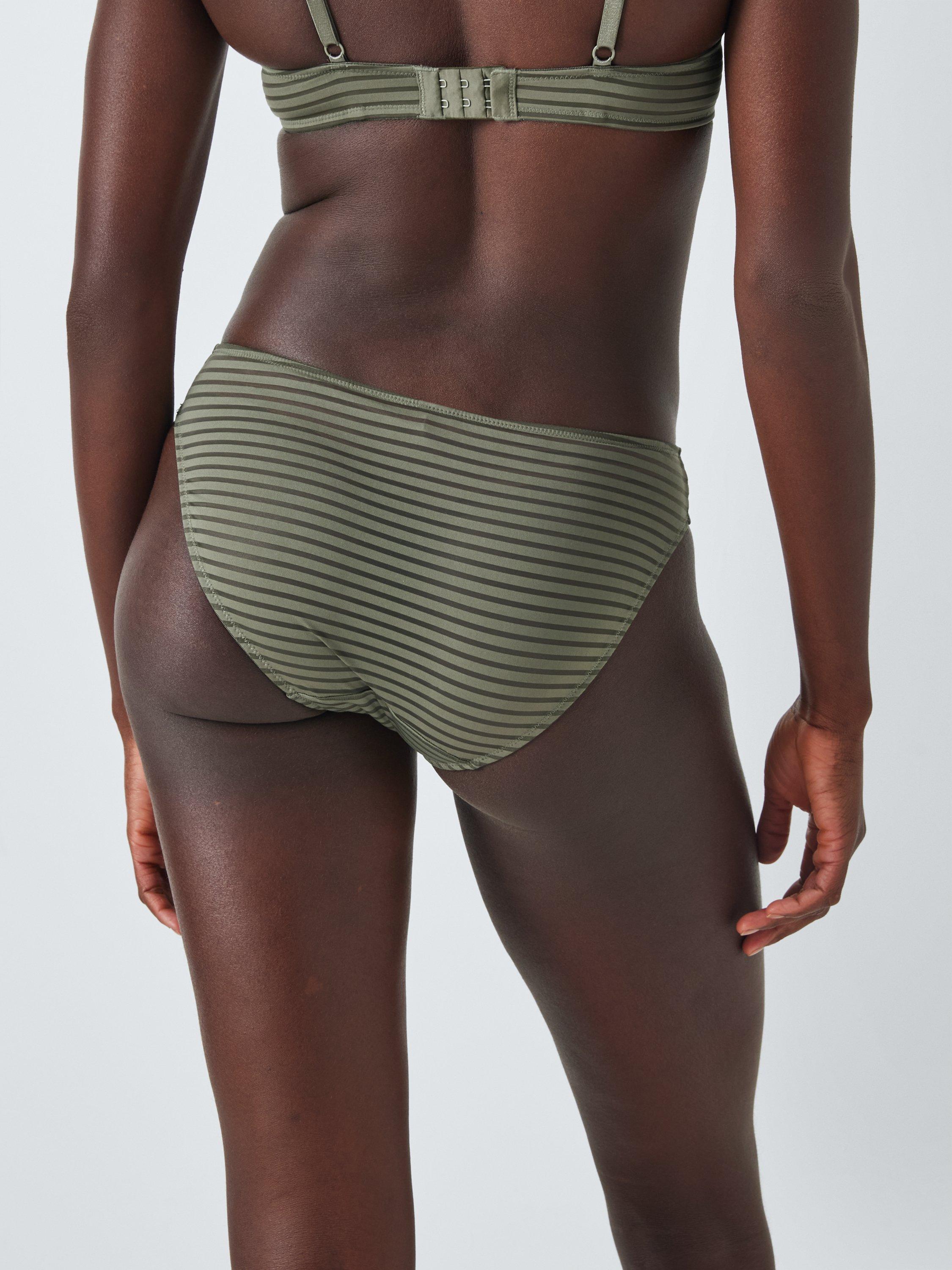 Product image 2 of 10, which shows John Lewis Rosie Stripe Bikini Knickers, Green, 8