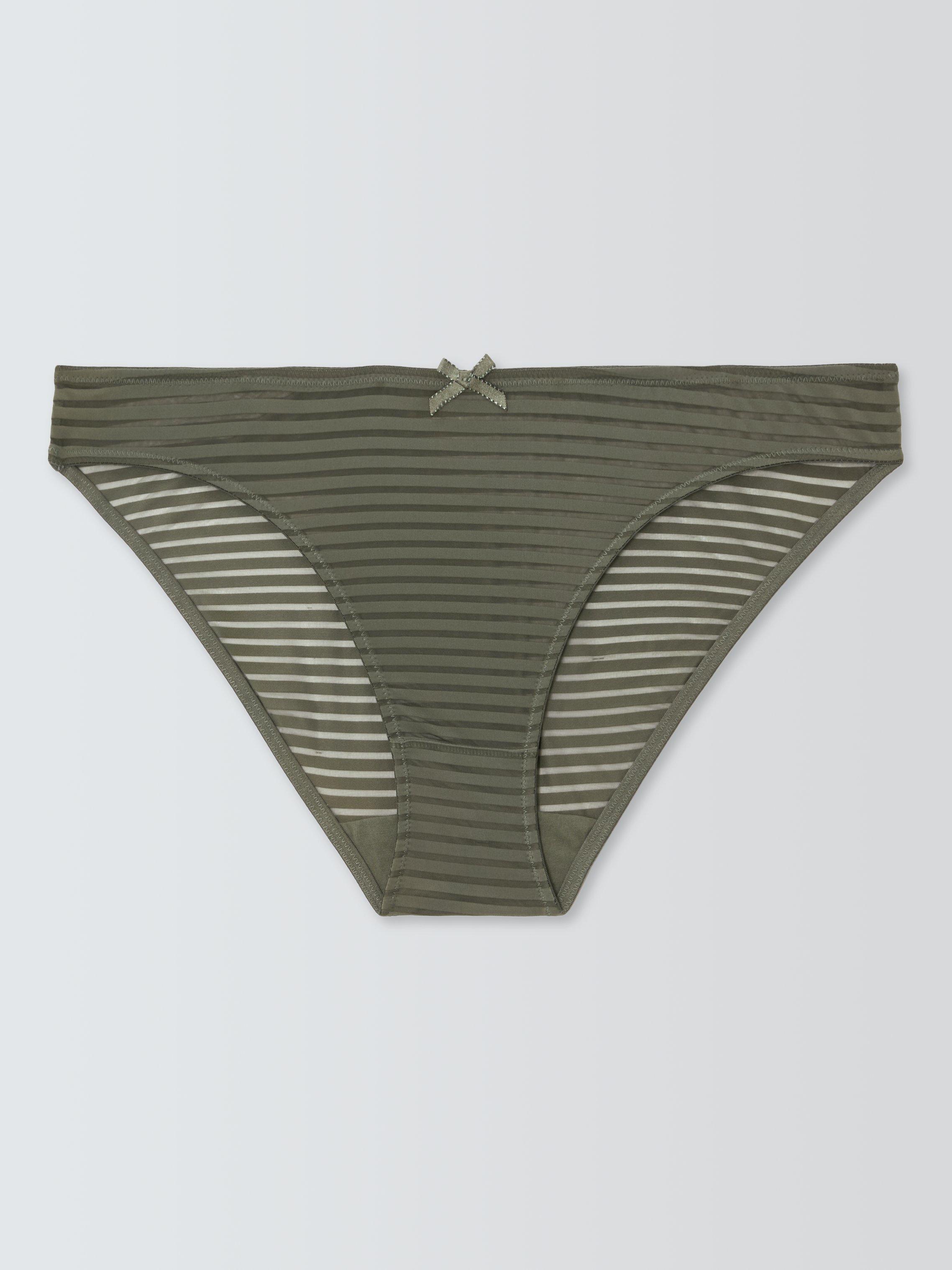 Product image 4 of 10, which shows John Lewis Rosie Stripe Bikini Knickers, Green, 8