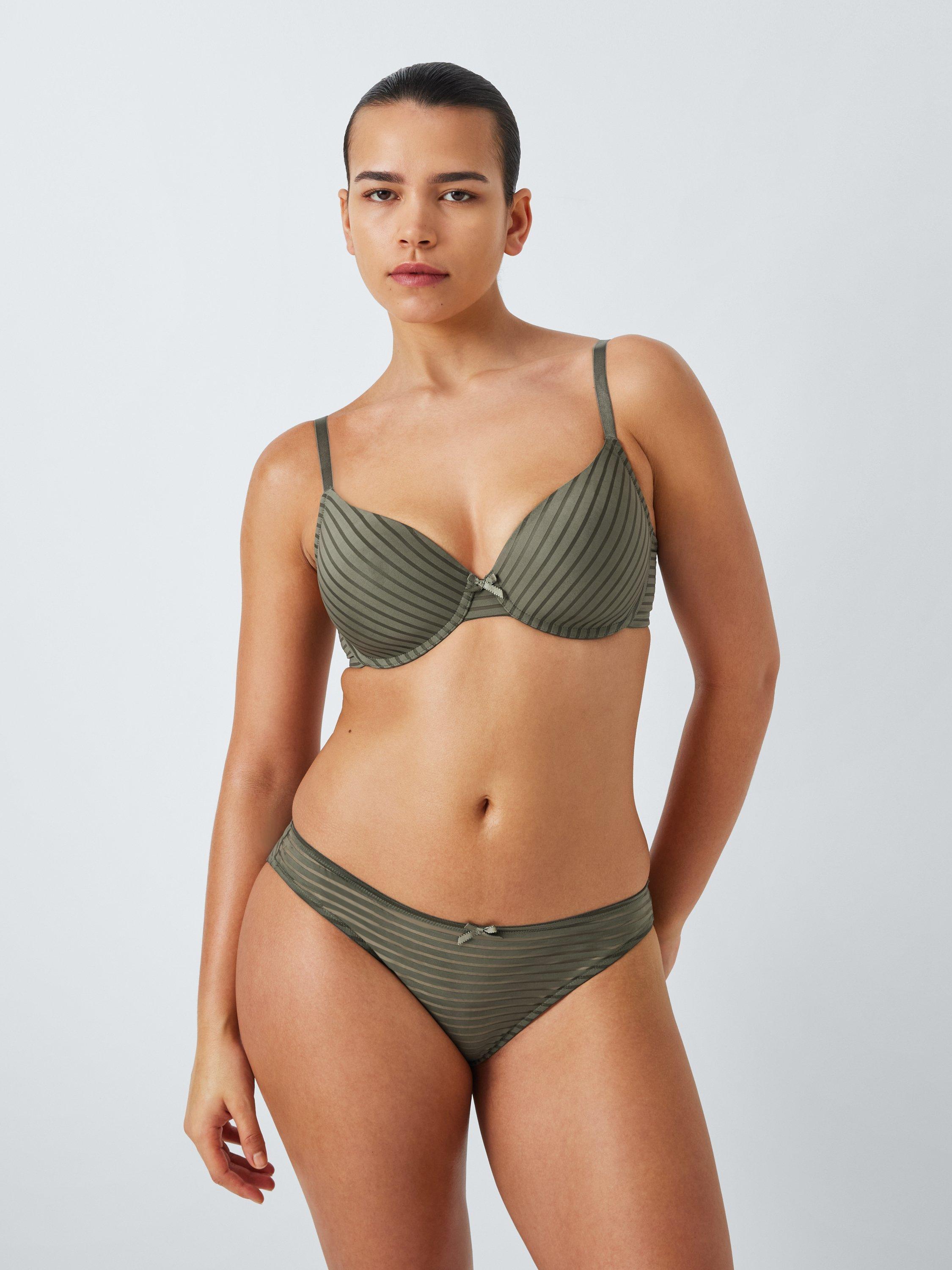 Product image 9 of 10, which shows John Lewis Rosie Stripe Bikini Knickers, Green, 8
