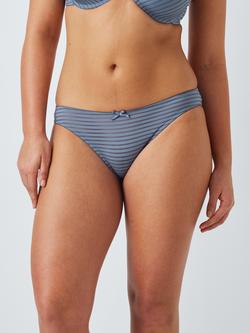 John Lewis Rosie Stripe Bikini Knickers, Green - view 2, Indigo Blue