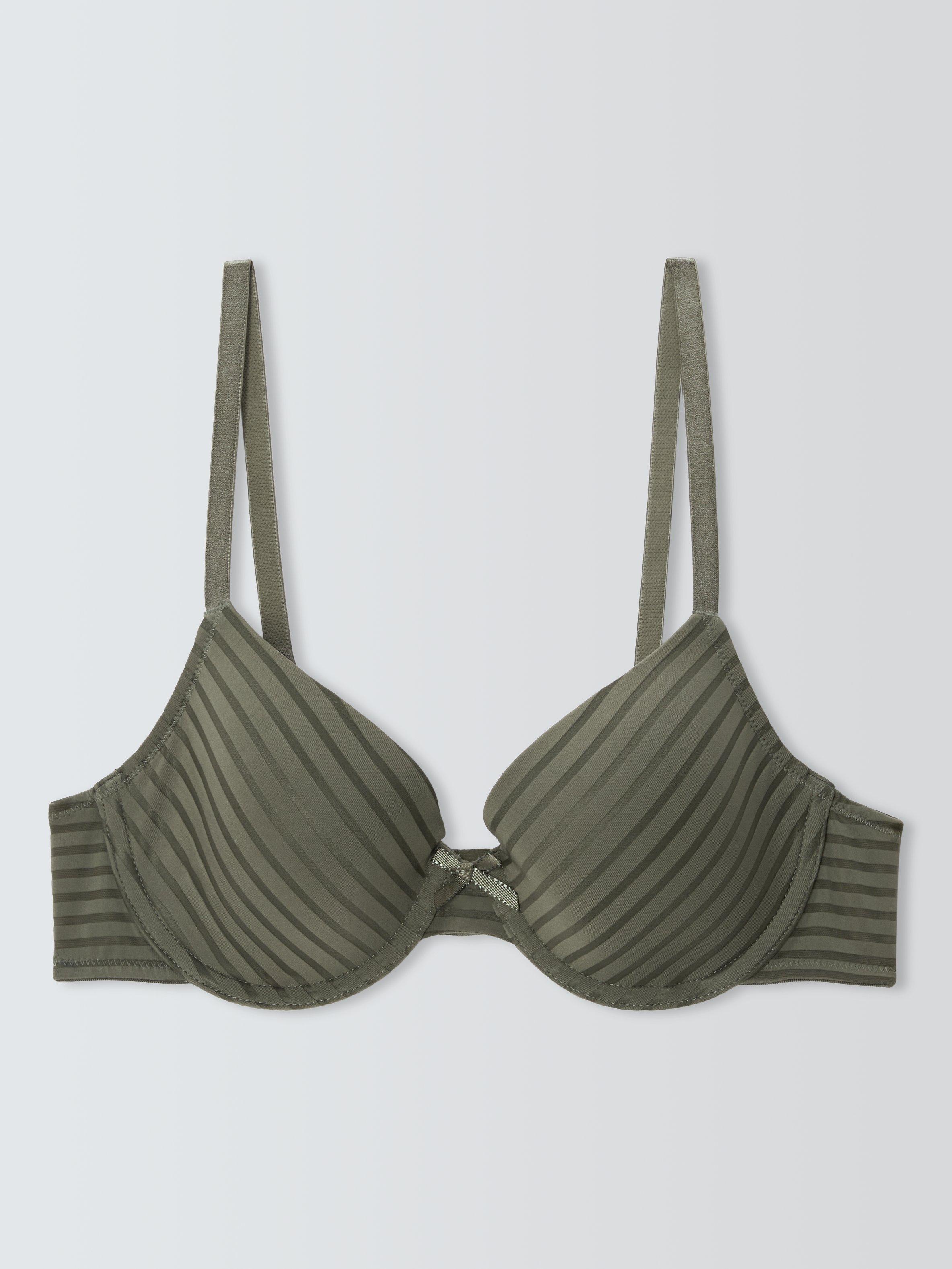 Product image 7 of 10, which shows John Lewis Rosie Stripe T-Shirt Bra, Green, 30E