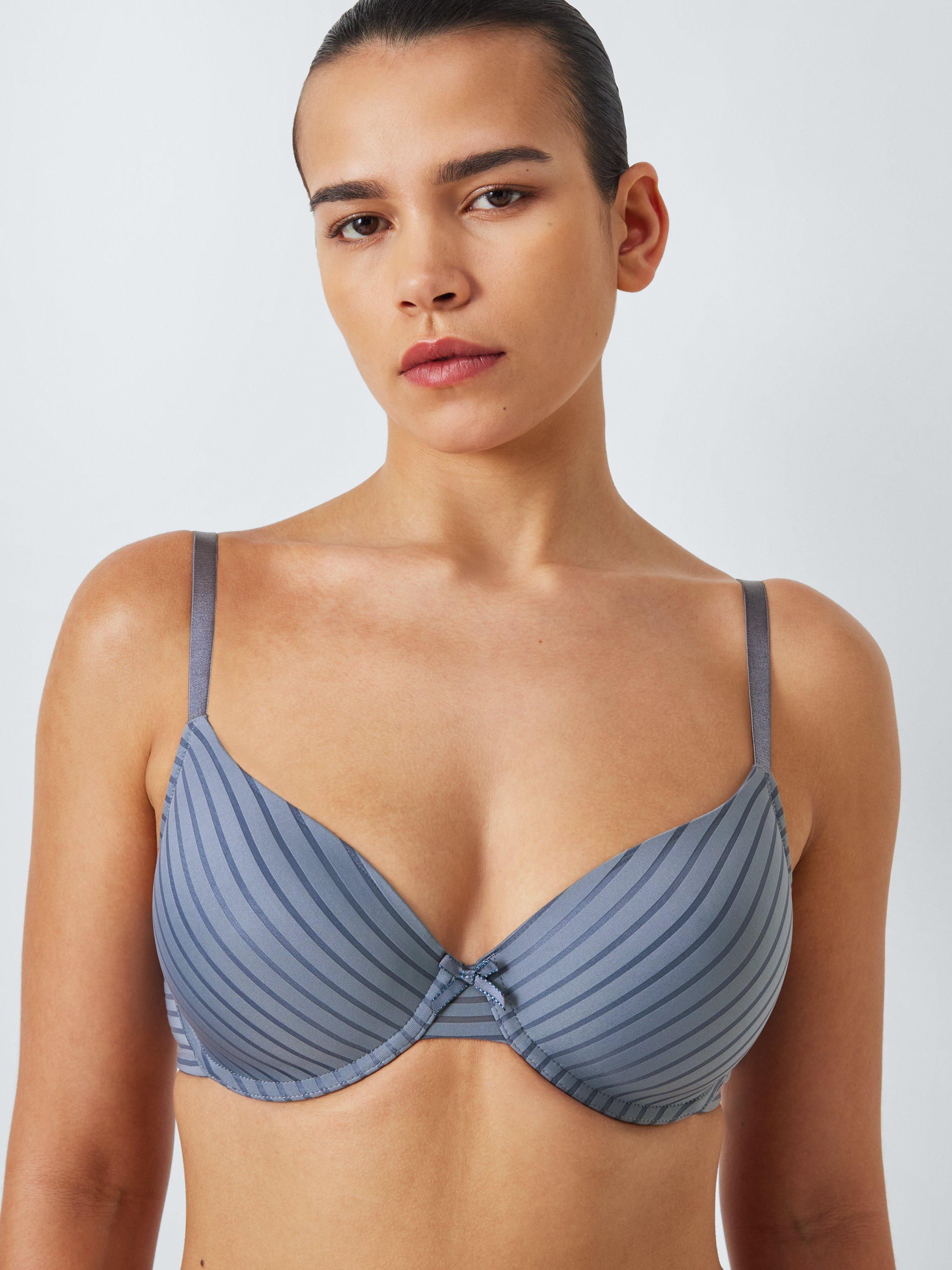 Product image 8 of 10, which shows John Lewis Rosie Stripe T-Shirt Bra, Blue, 30C