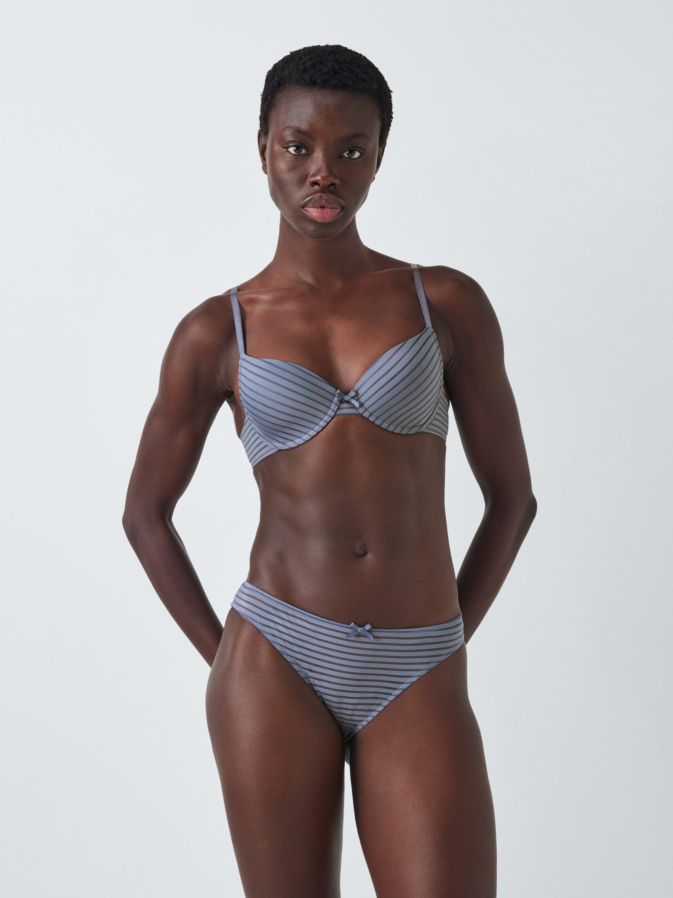 Product image 4 of 10, which shows John Lewis Rosie Stripe T-Shirt Bra, Blue, 30C