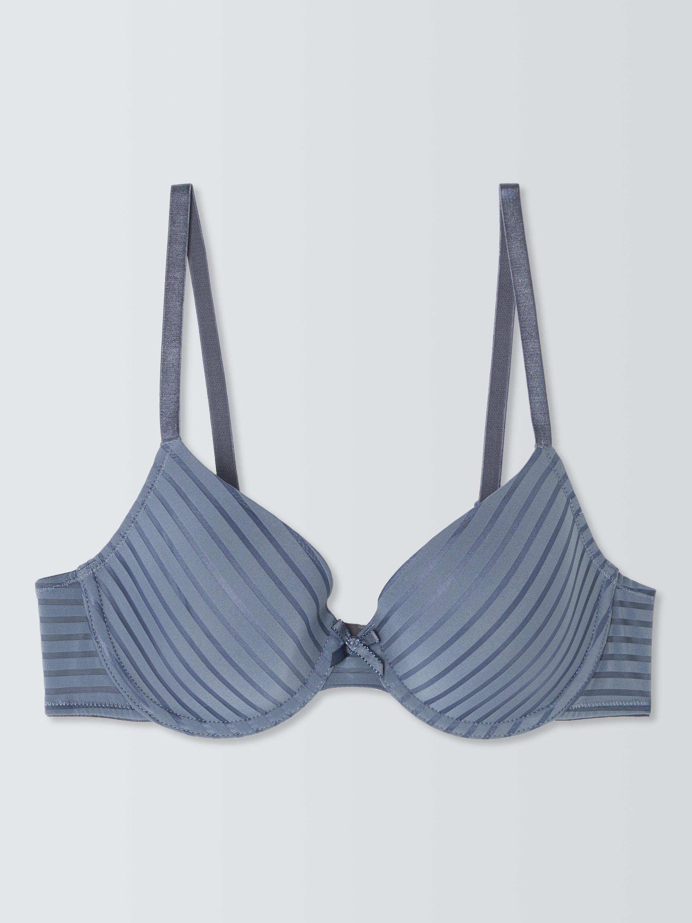Product image 7 of 10, which shows John Lewis Rosie Stripe T-Shirt Bra, Blue, 30C