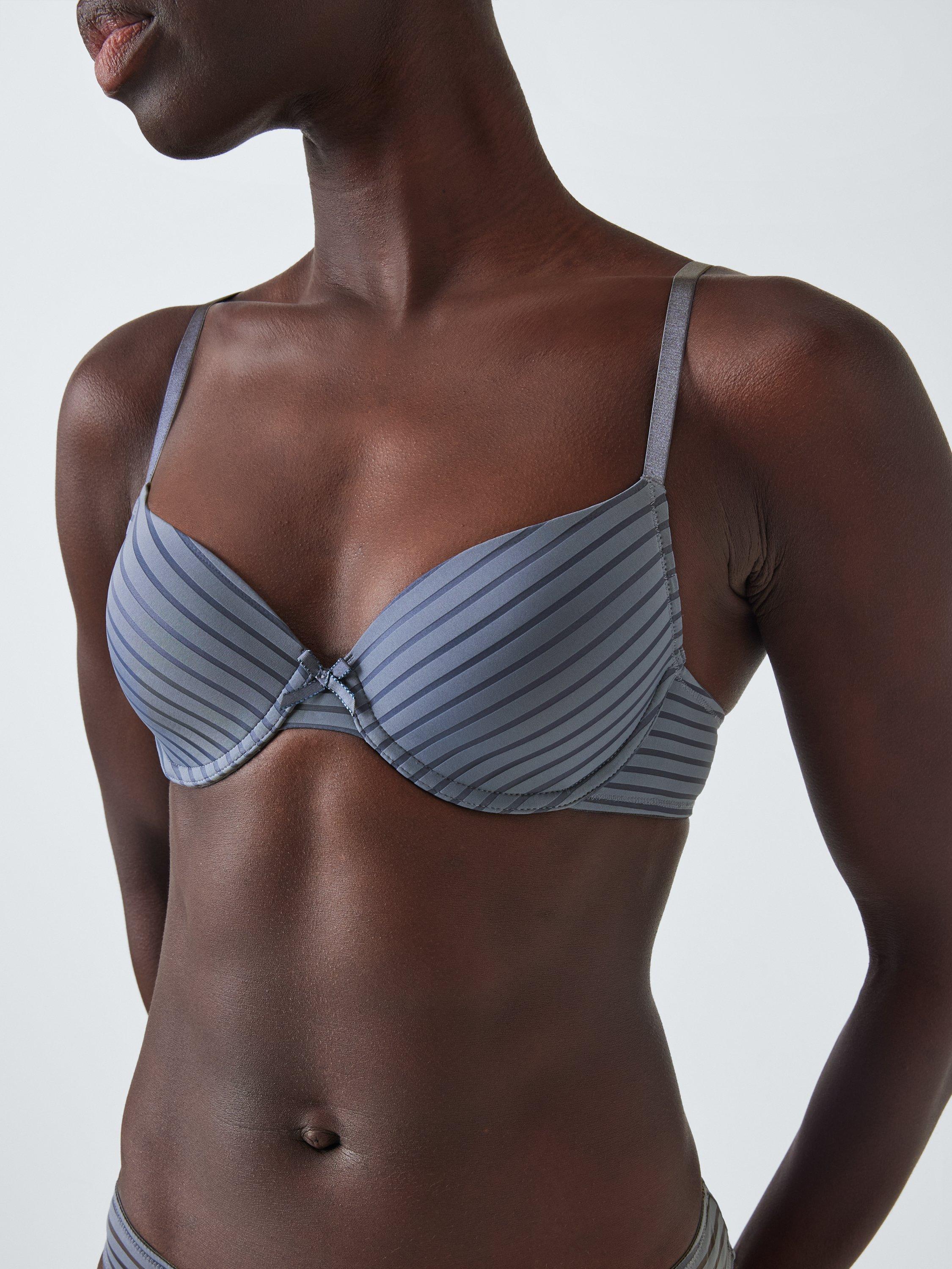 Product image 9 of 10, which shows John Lewis Rosie Stripe T-Shirt Bra, Blue, 30C