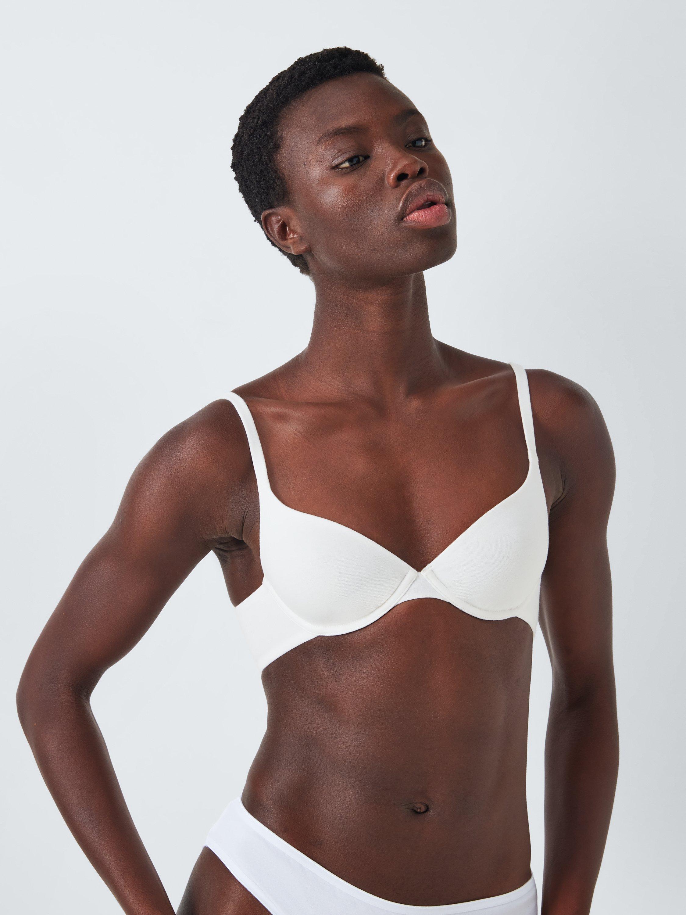 Product image 1 of 6, which shows John Lewis Elodie Underwired T-Shirt Bra, White, 30B