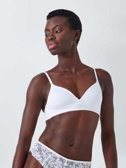John Lewis Ella Non-Padded Bra, Light Pink, White
