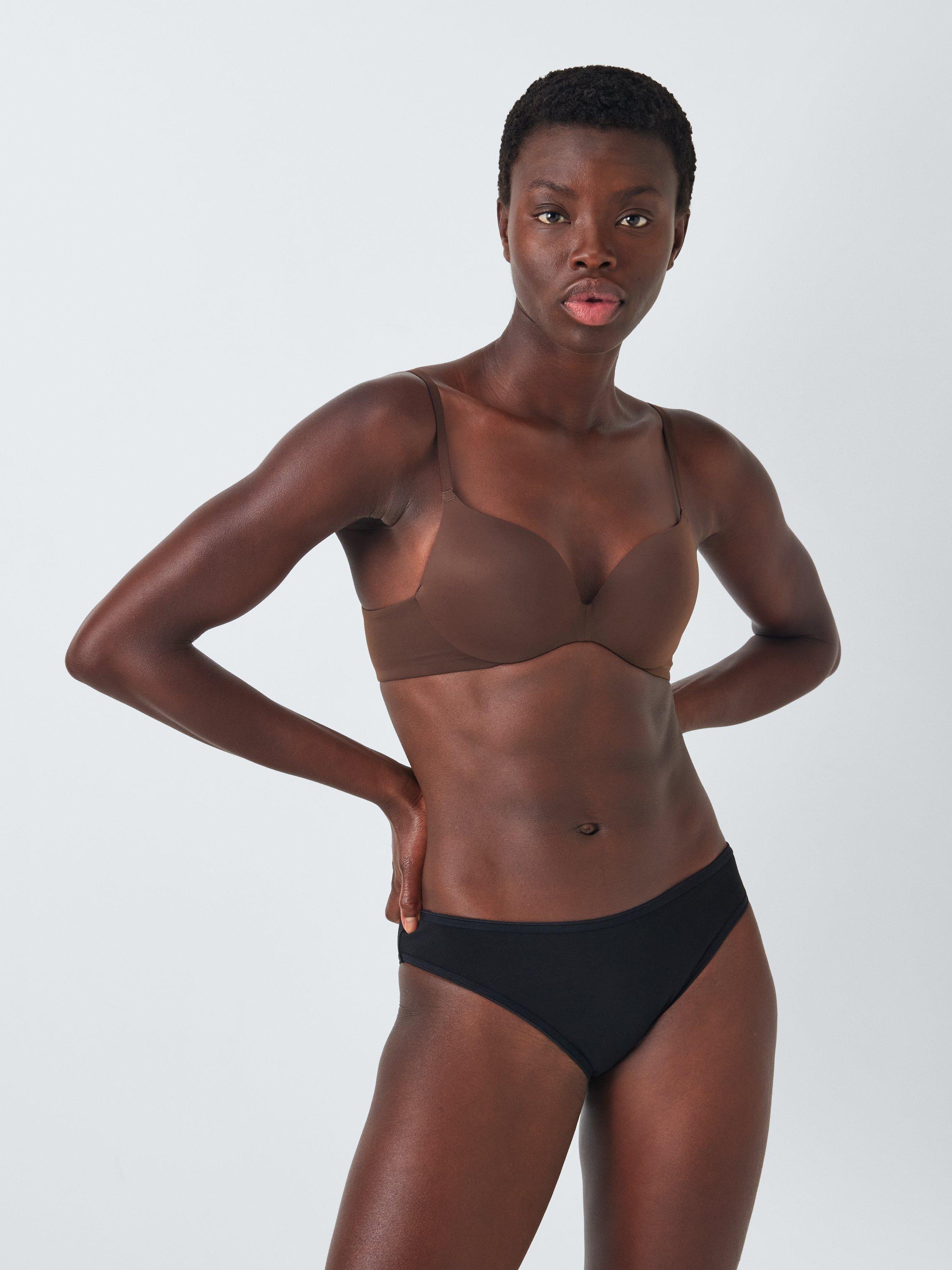 Product image 3 of 6, which shows John Lewis Yvette Smooth T-Shirt Bra, Chocolate, 28A
