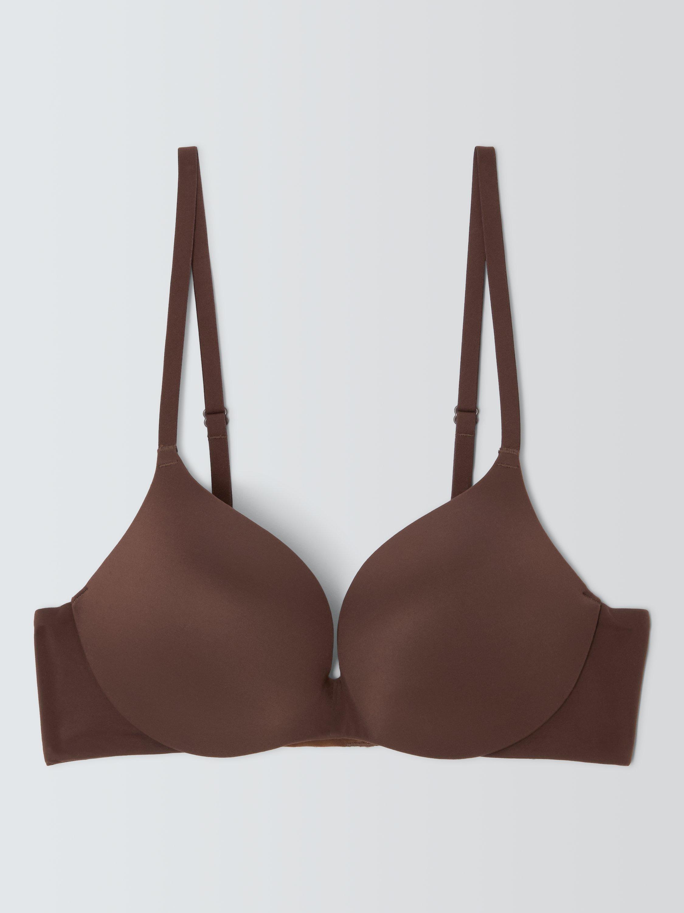 Product image 4 of 6, which shows John Lewis Yvette Smooth T-Shirt Bra, Chocolate, 28A