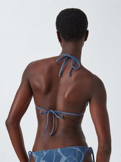 John Lewis Palms Triangle Bikini Top, Blue - view 2, Blue