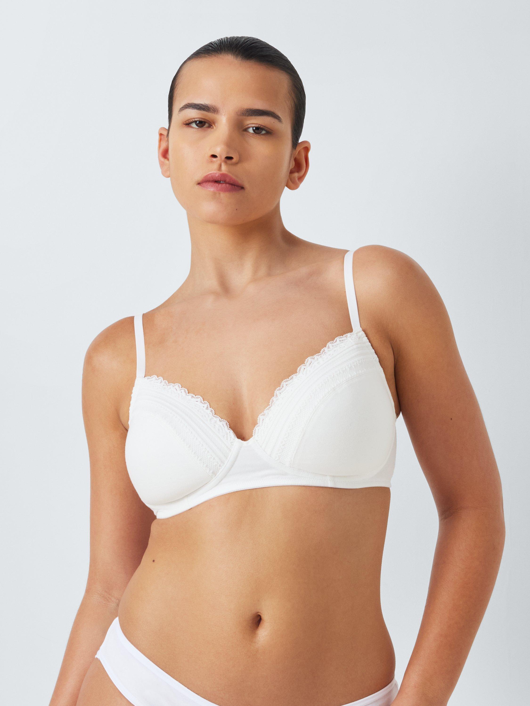 Product image 1 of 5, which shows John Lewis Isla Padded Non-Wired T-Shirt Bra, White, 28A