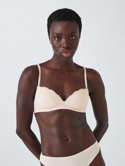 John Lewis Isla Padded Non-Wired T-Shirt Bra, Cream