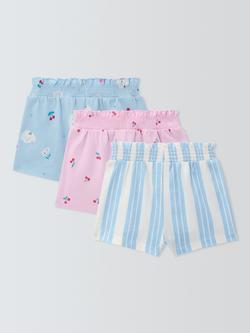 John Lewis Baby Poodle Shorts, Pack of 3, Multi - view 2, Multi