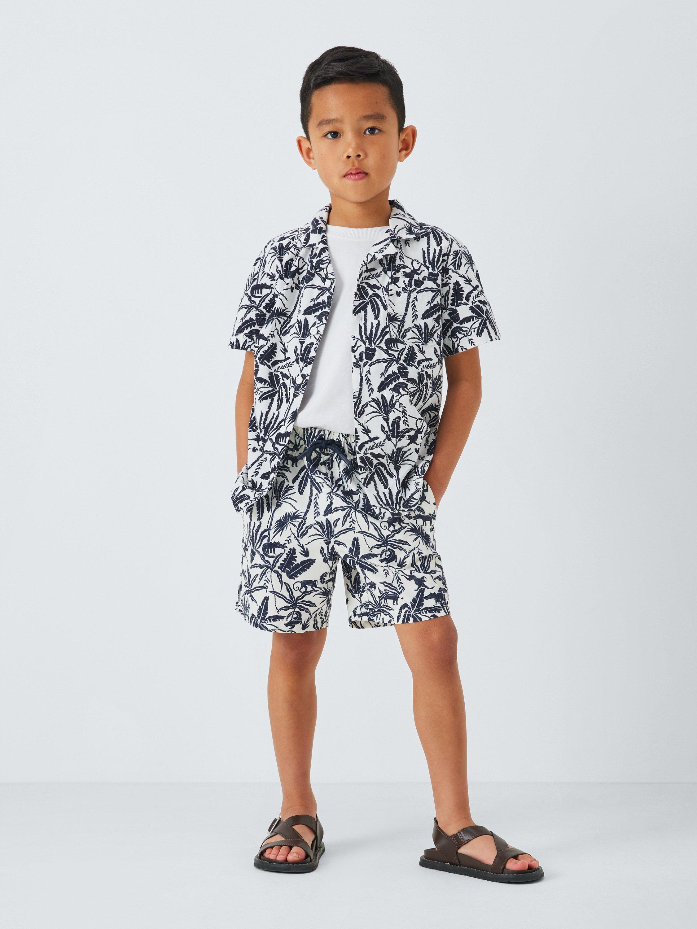 Product image 2 of 7, which shows John Lewis Kids' Jungle Swim Shorts, Navy, 2 years
