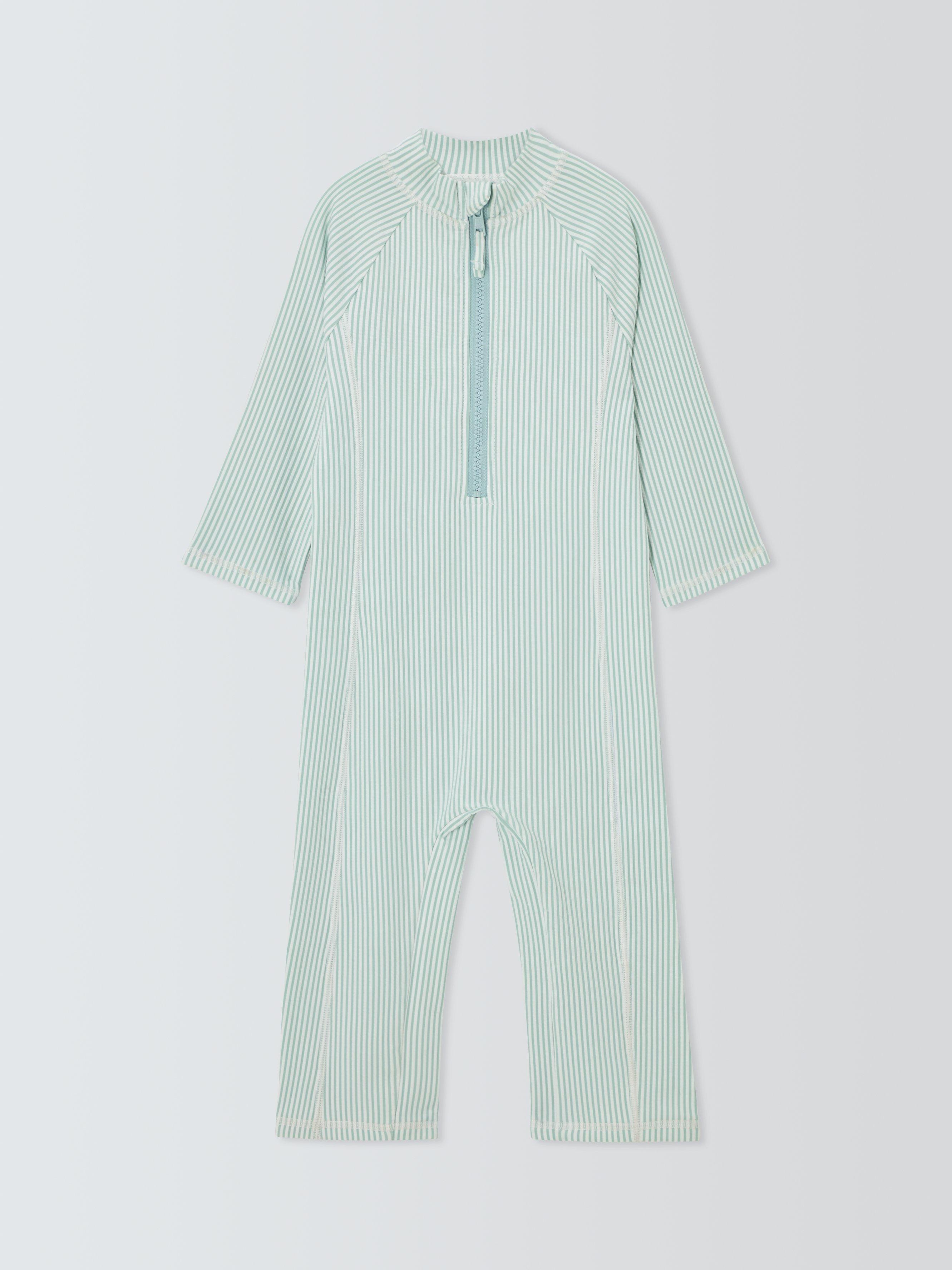 Product image 4 of 6, which shows John Lewis Kids' Seersucker Sunpro Swimsuit, Green, 2 years