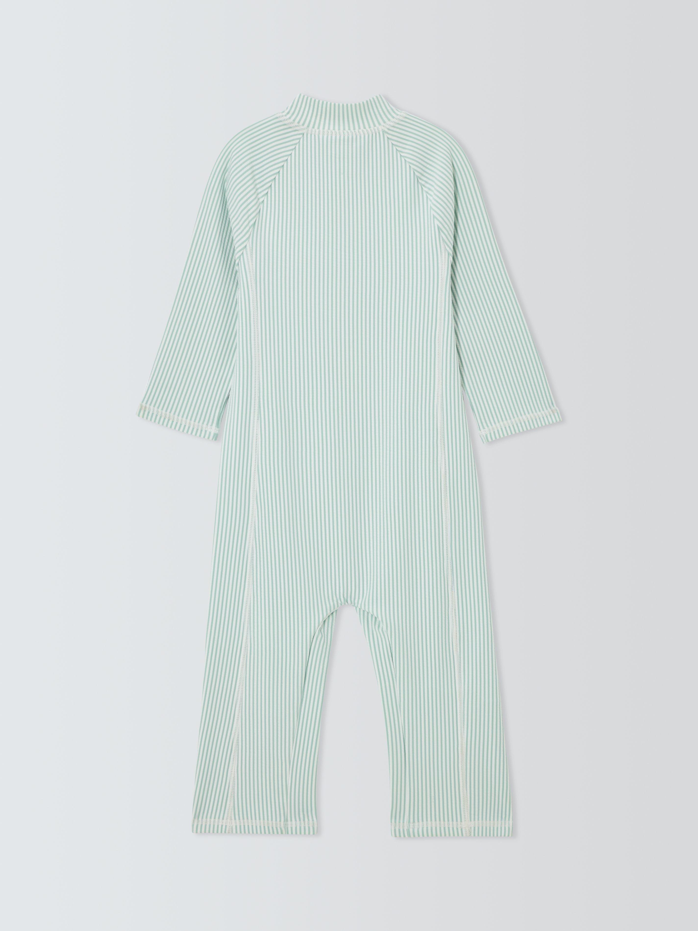 Product image 6 of 6, which shows John Lewis Kids' Seersucker Sunpro Swimsuit, Green, 2 years